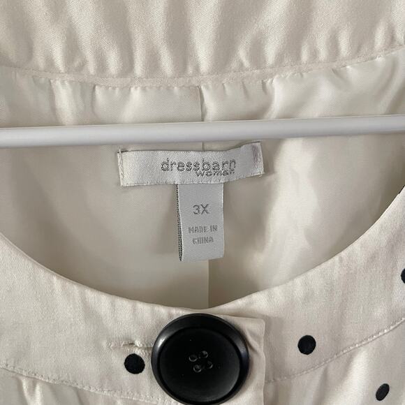 Dressbarn Ombre Polka Dot Cropped Jacket Women’s 2X White Black 3/4 Sleeves - Picture 4 of 9